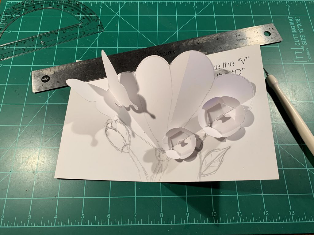 making a pop up greeting card with flowers