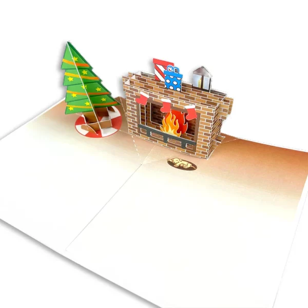 pop up fireplace with christmas tree card