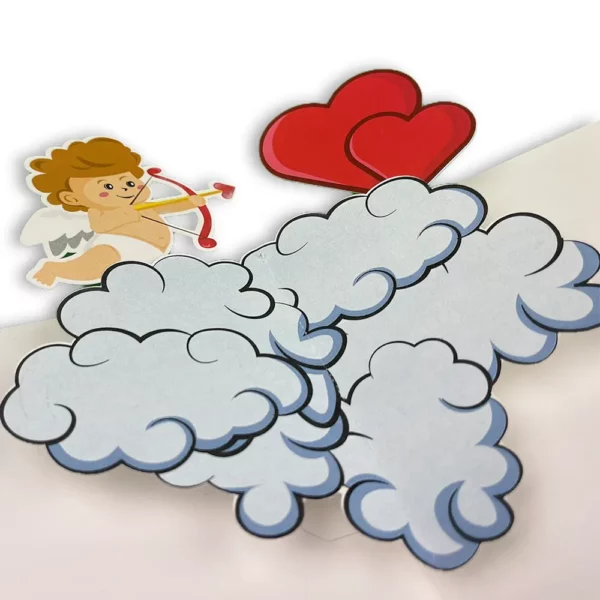 valentines greeting card pop up cupid with hearts