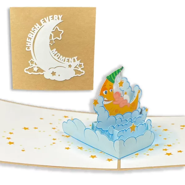 baby on moon pop-up card