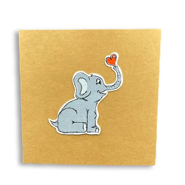 elephant holding heart card