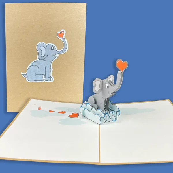 elephant pop up card with heart