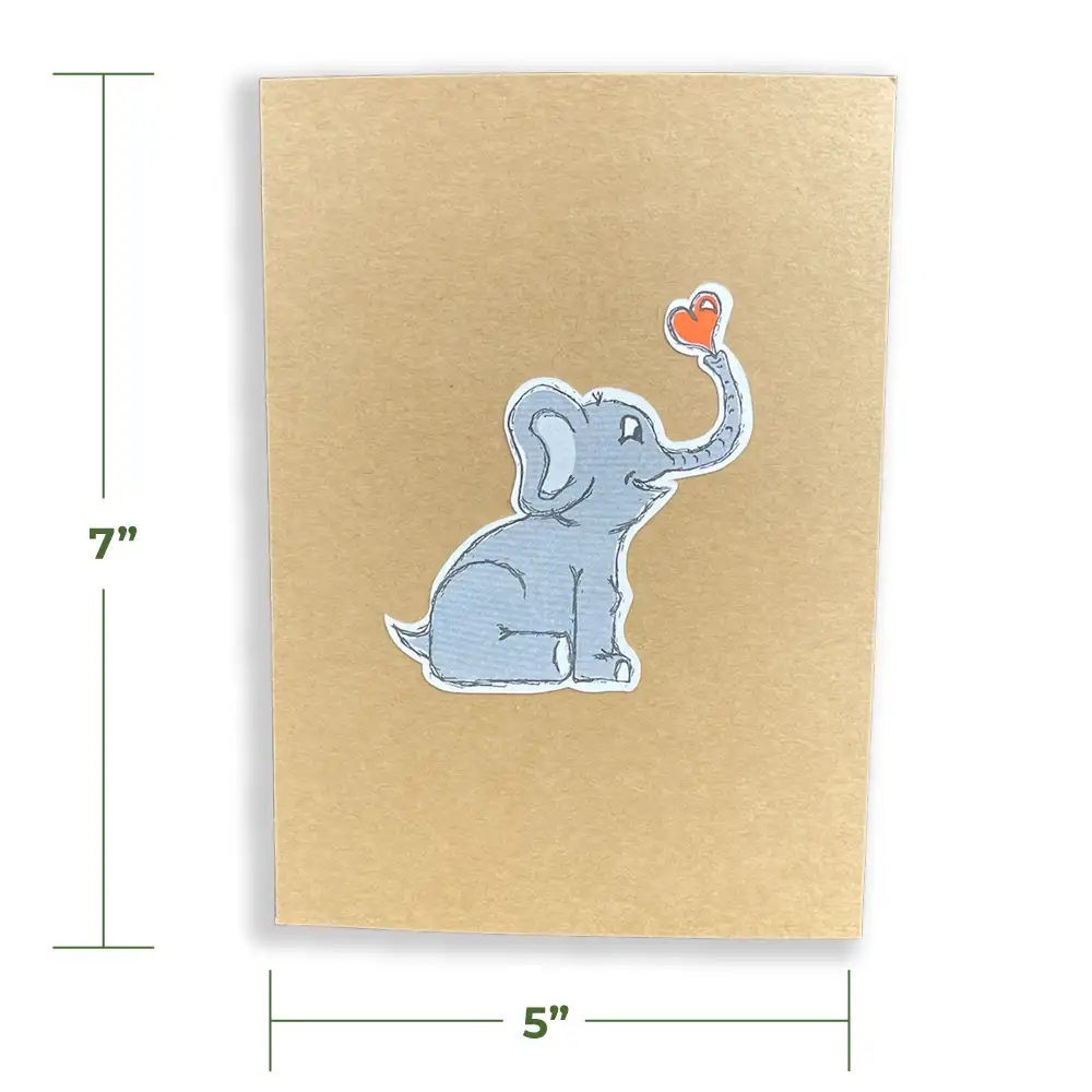 elephant pop up card size