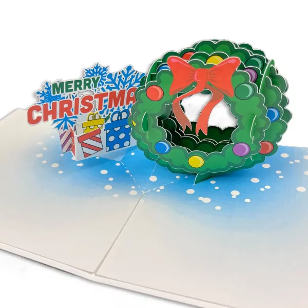 merry christmas wreath card pop up