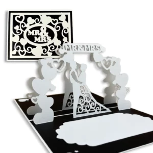 bride and groom pop-up silhouette