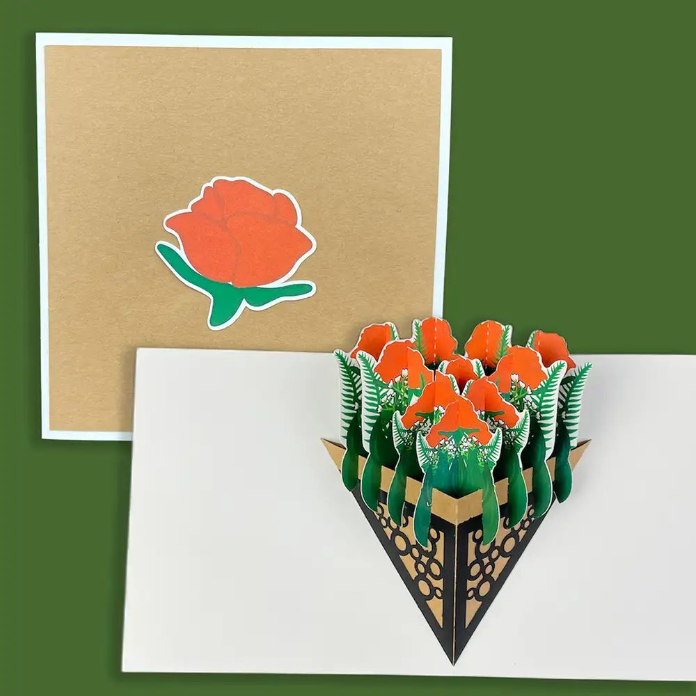 rose bouquet pop-up card