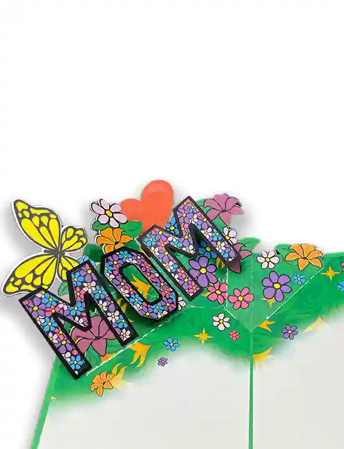 mothers day pop up card with flowers and butterfly
