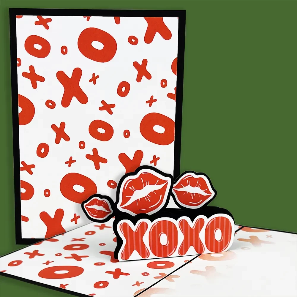 XOXO Hugs and Kisses pop-up greeting card.